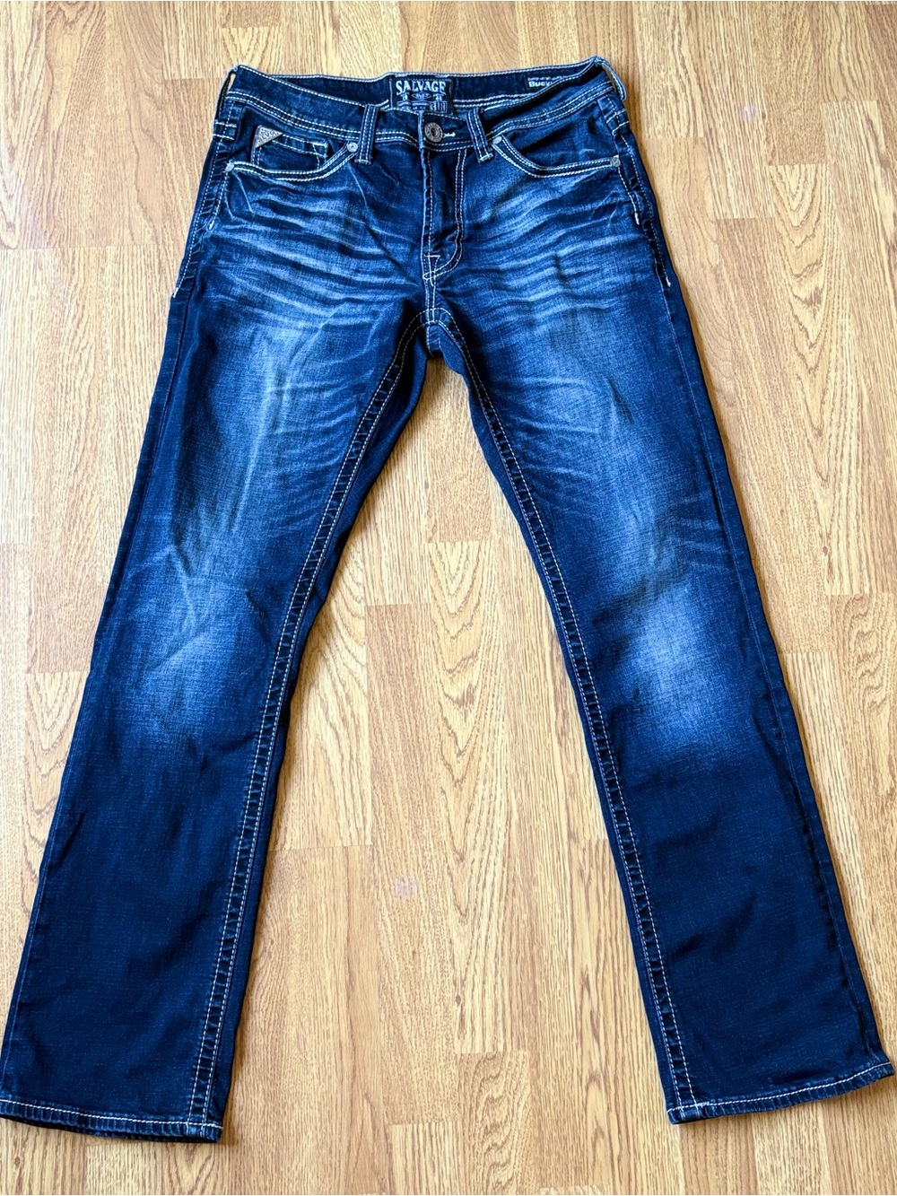 Salvage for Buckle Dark Blue Men's Straight Leg Jeans Faded Wash Sz 31R